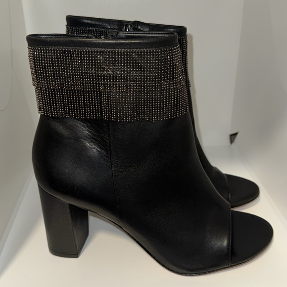 Bernardo Honour Ankle Boot w Metal Fringe Black Leather Bootie Women’s 7.5 - Picture 4 of 14